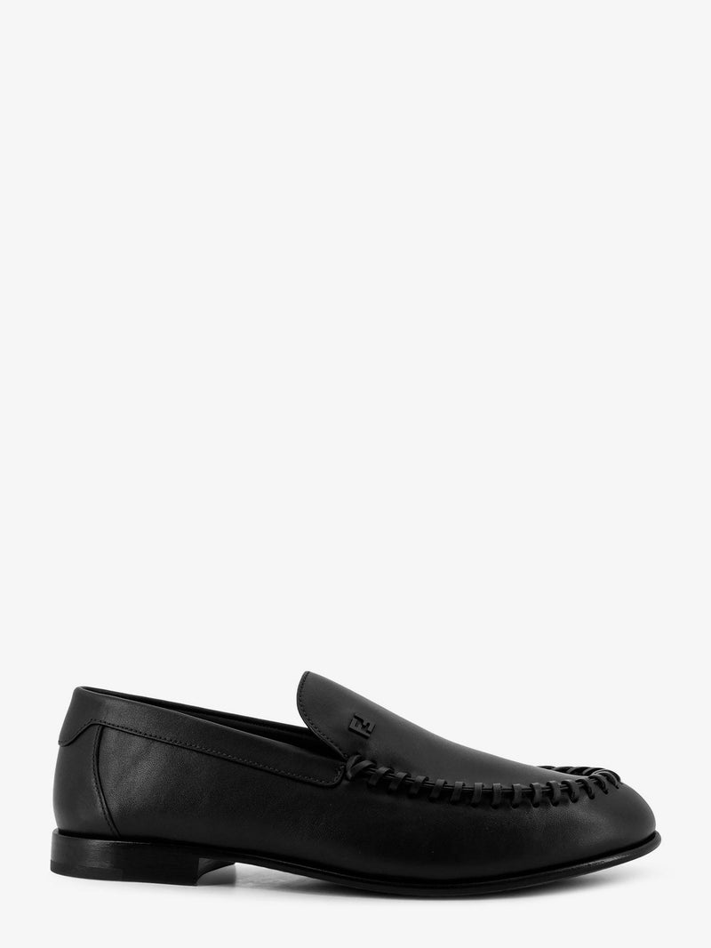 Fendi Fendi Leather Loafers with Metal FF Logo Black - World Class Fashion