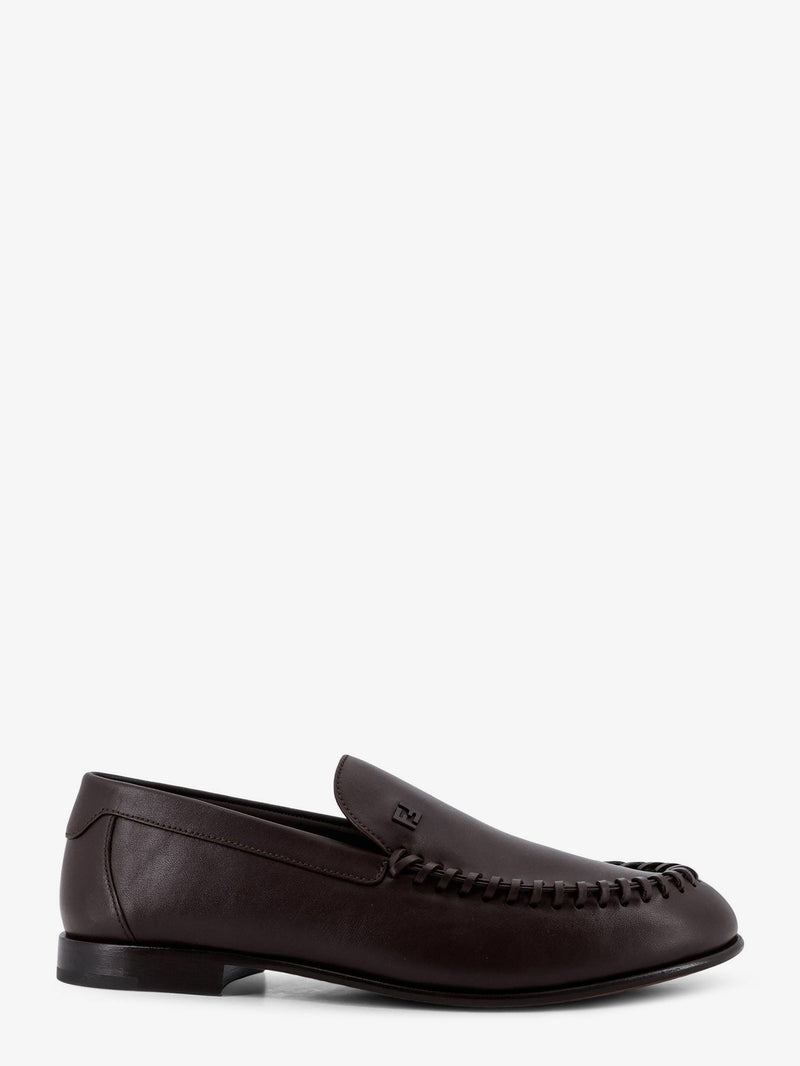 Fendi Fendi Leather Loafers with Metal FF Logo Brown - World Class Fashion