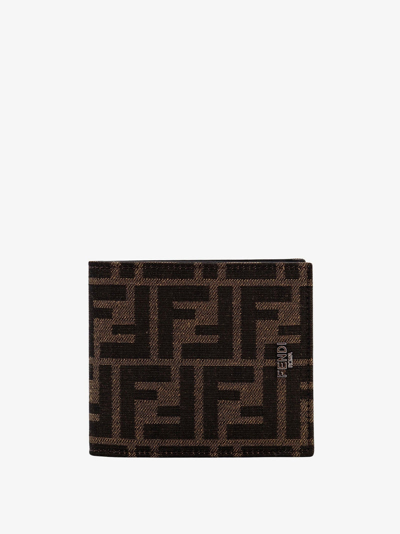 Fendi Fendi Bifold Wallet FF Jacquard Fabric Brown - World Class Fashion