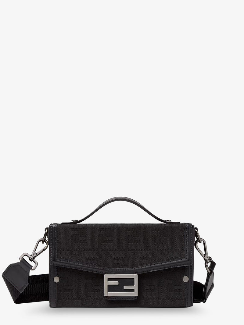 Fendi Fendi Baguette Soft Trunk FF Fabric Crossbody Bag Black - World Class Fashion
