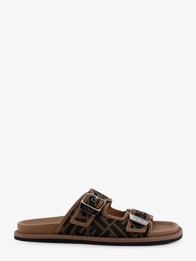 Fendi Fendi Feel Sandals FF Jacquard Fabric Brown - World Class Fashion