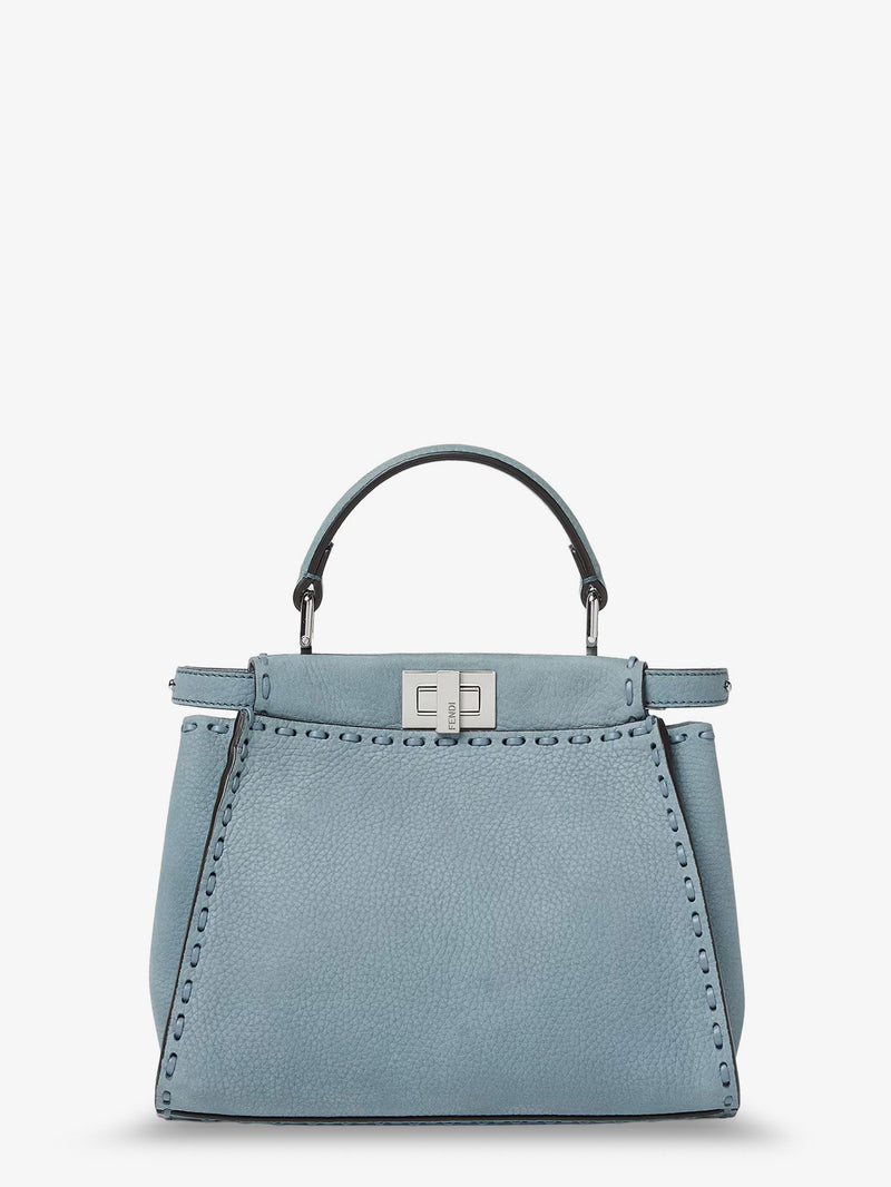 Fendi Fendi Peekaboo Mini Leather Crossbody Bag Blue - World Class Fashion