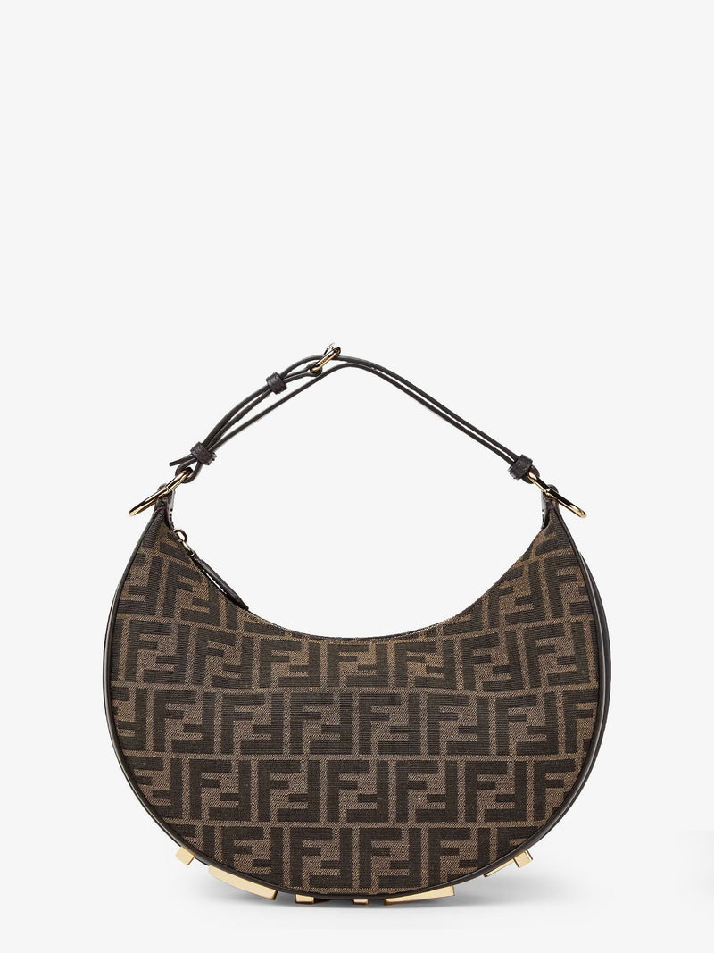 Fendi Fendi Fendigraphy Small FF Jacquard Fabric Handbag Brown - World Class Fashion