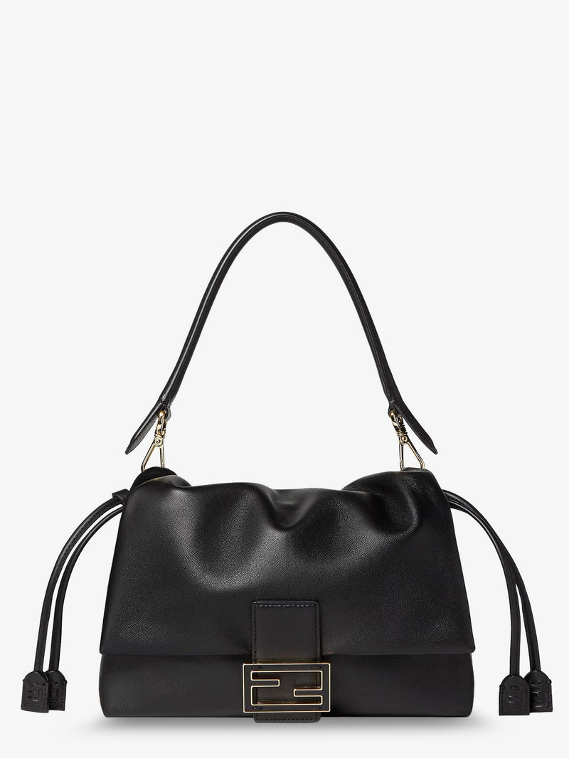 Fendi Fendi Mamma Baguette Medium Leather Crossbody Bag Black - World Class Fashion