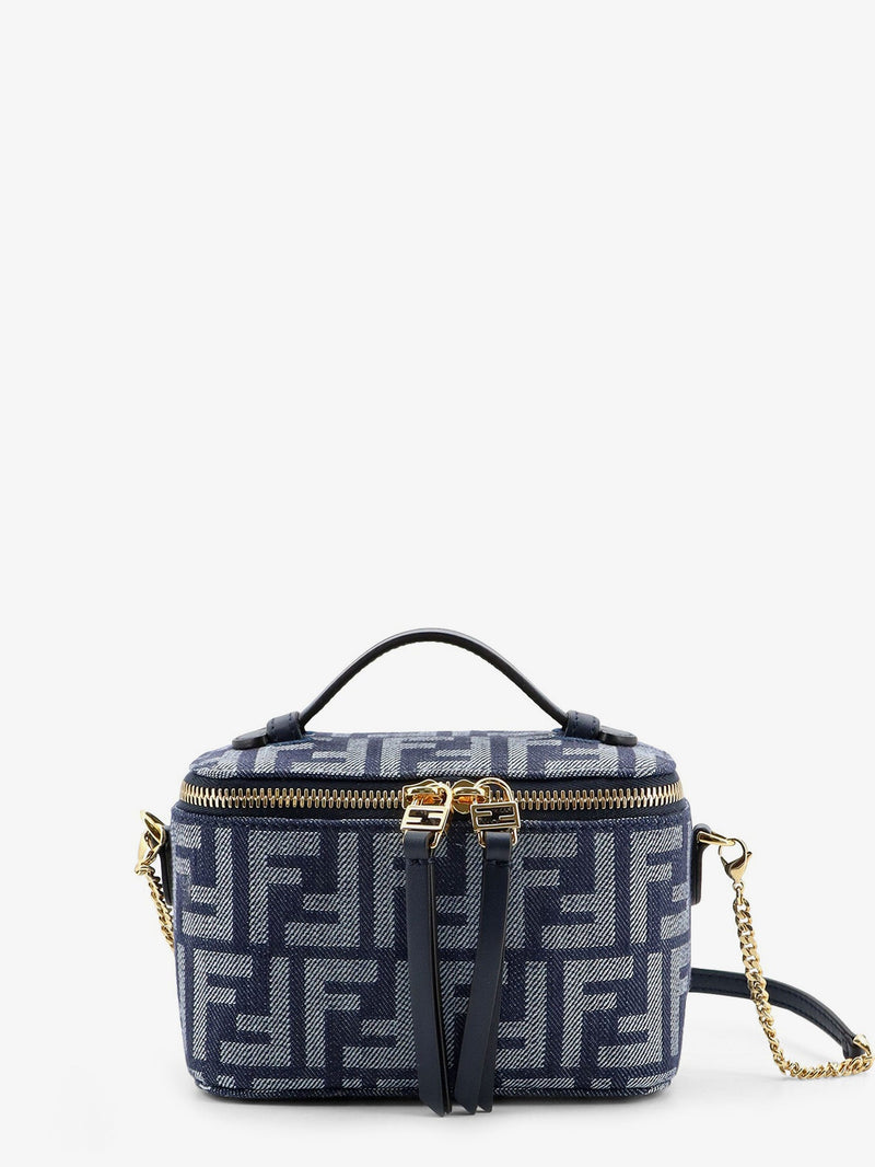 Fendi Fendi Vanity Denim-Effect FF Jacquard Minibag Blue - World Class Fashion