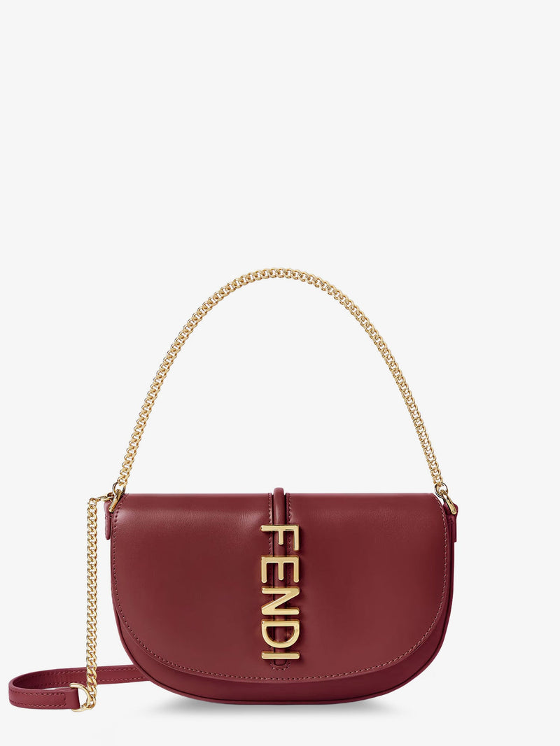 Fendi Fendi Fendigraphy Leather Crossbody Bag Red - World Class Fashion