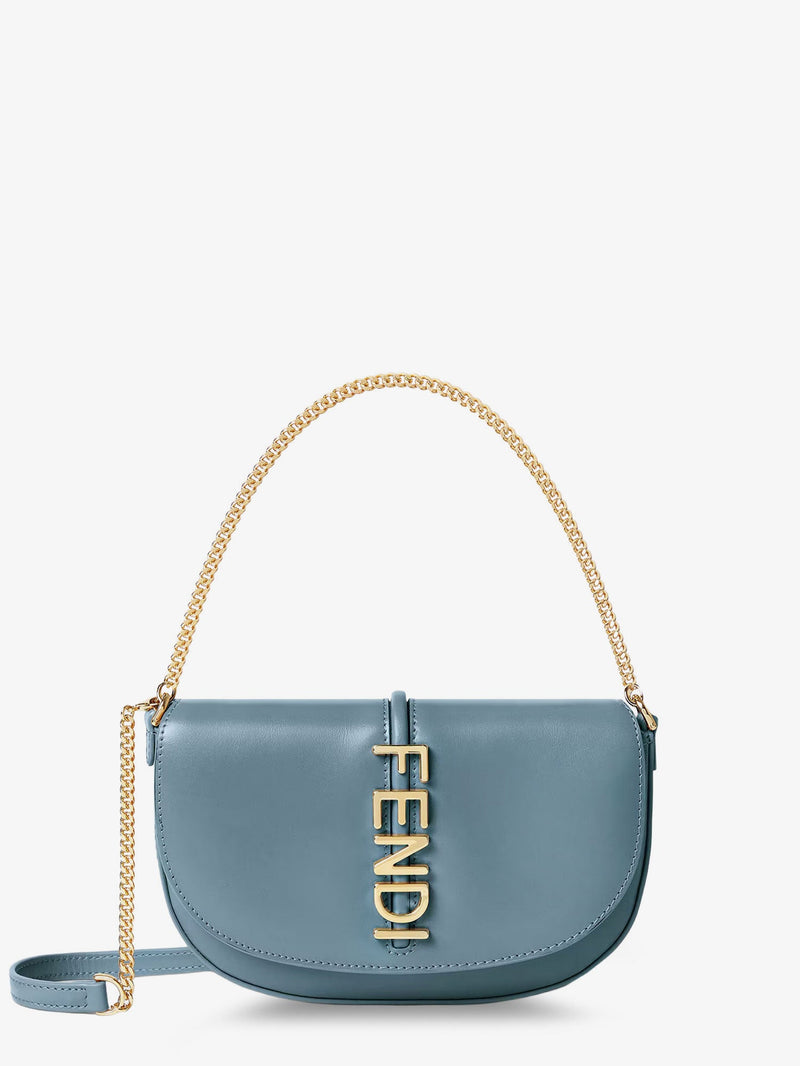 Fendi Fendi Wallet On Chain Fendigraphy Leather Blue Women - World Class Fashion