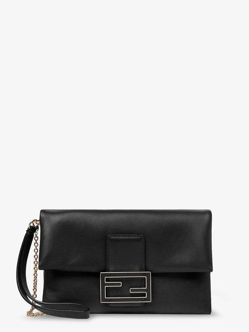 Fendi Fendi Mamma Baguette Leather Crossbody Bag Black - World Class Fashion