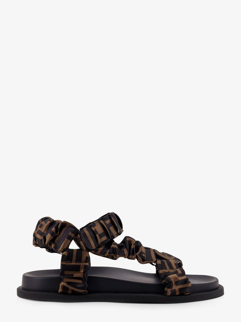 Fendi Fendi Feel Elastic Satin Sandals Brown - World Class Fashion