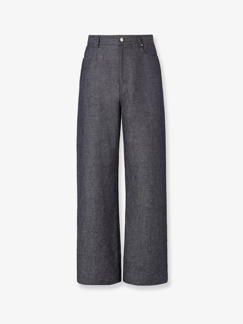 Fendi Fendi Relaxed Linen Cotton Silk Jeans Blue - World Class Fashion
