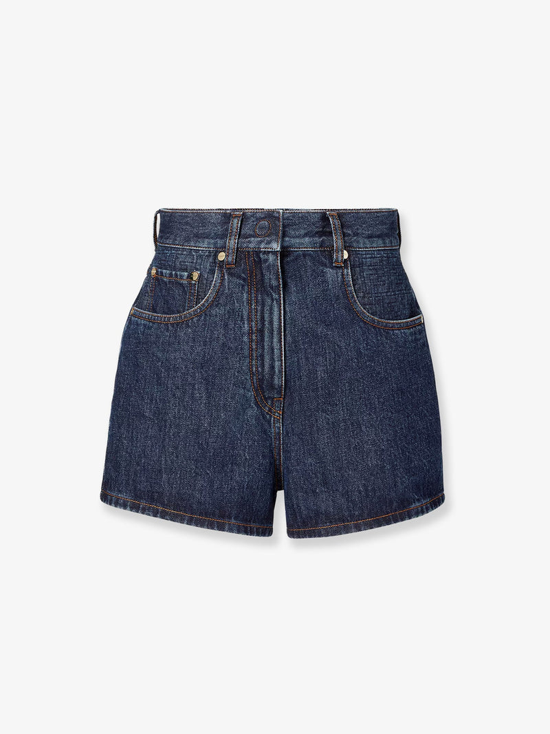 Fendi Fendi Quilted Denim Shorts Blue Women - World Class Fashion
