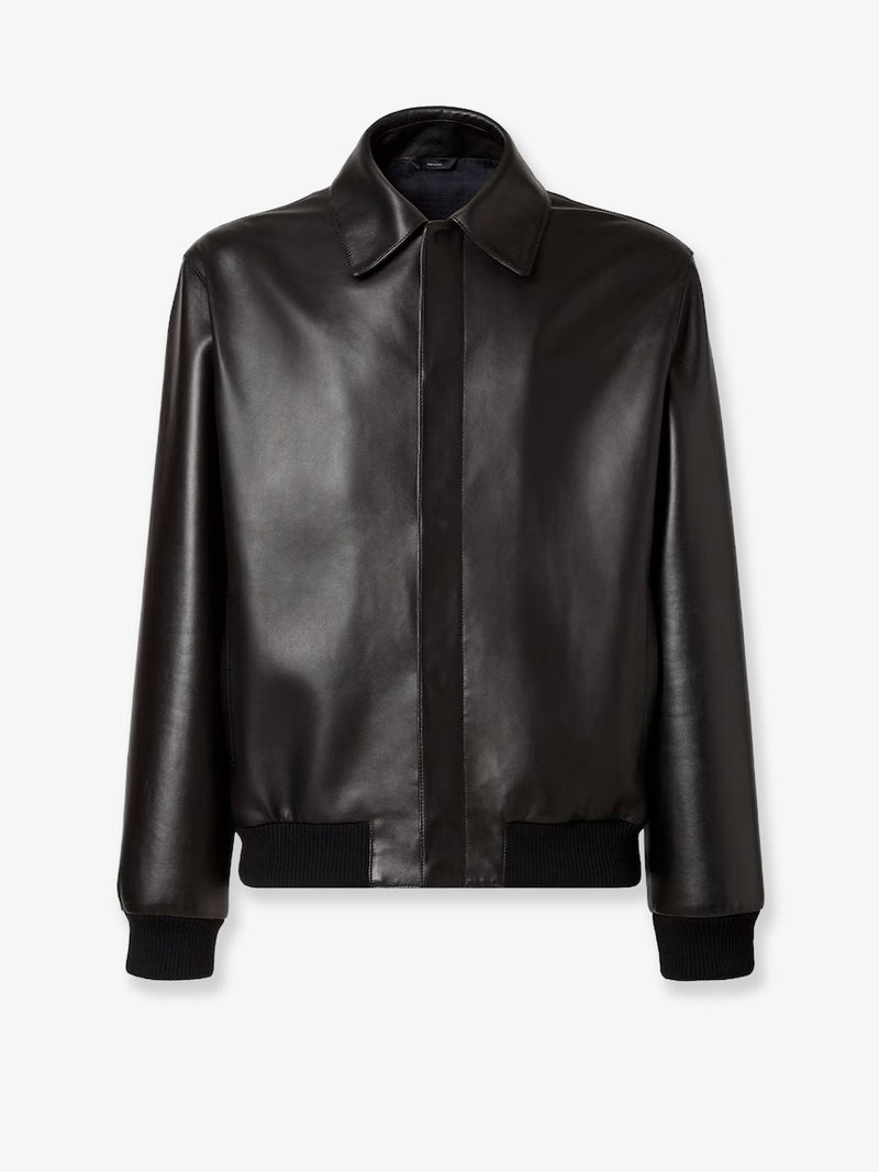 Fendi Fendi Leather Jacket Black Men - World Class Fashion