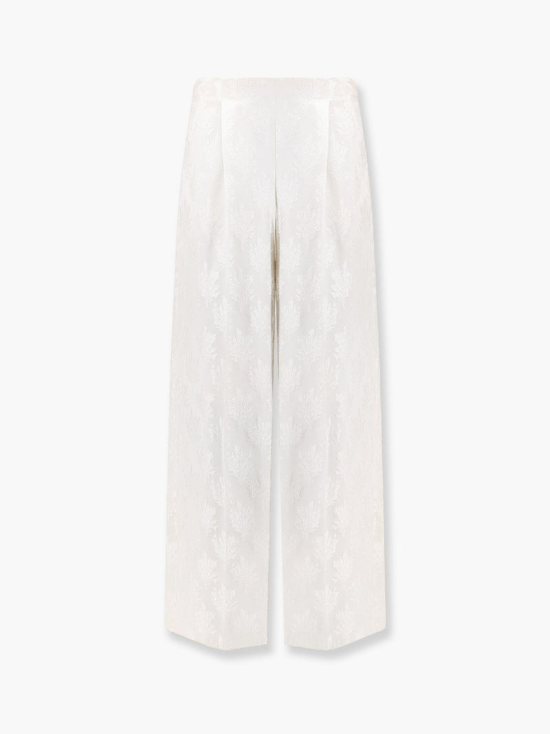 Fendi Fendi Jacquard Silk Trousers White Women - World Class Fashion