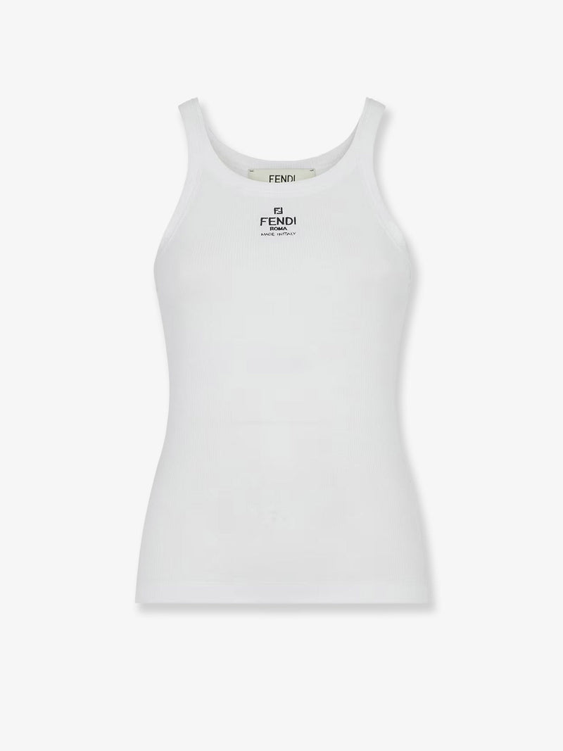 Fendi Fendi Ribbed Cotton Tank Top White - World Class Fashion