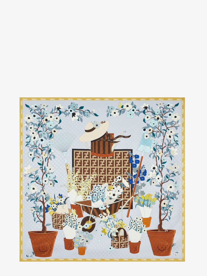 Fendi Fendi Silk Scarf with Gardening Print Multicolor - World Class Fashion