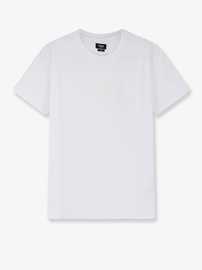 Fendi Fendi Slim Fit Cotton T-Shirt White - World Class Fashion