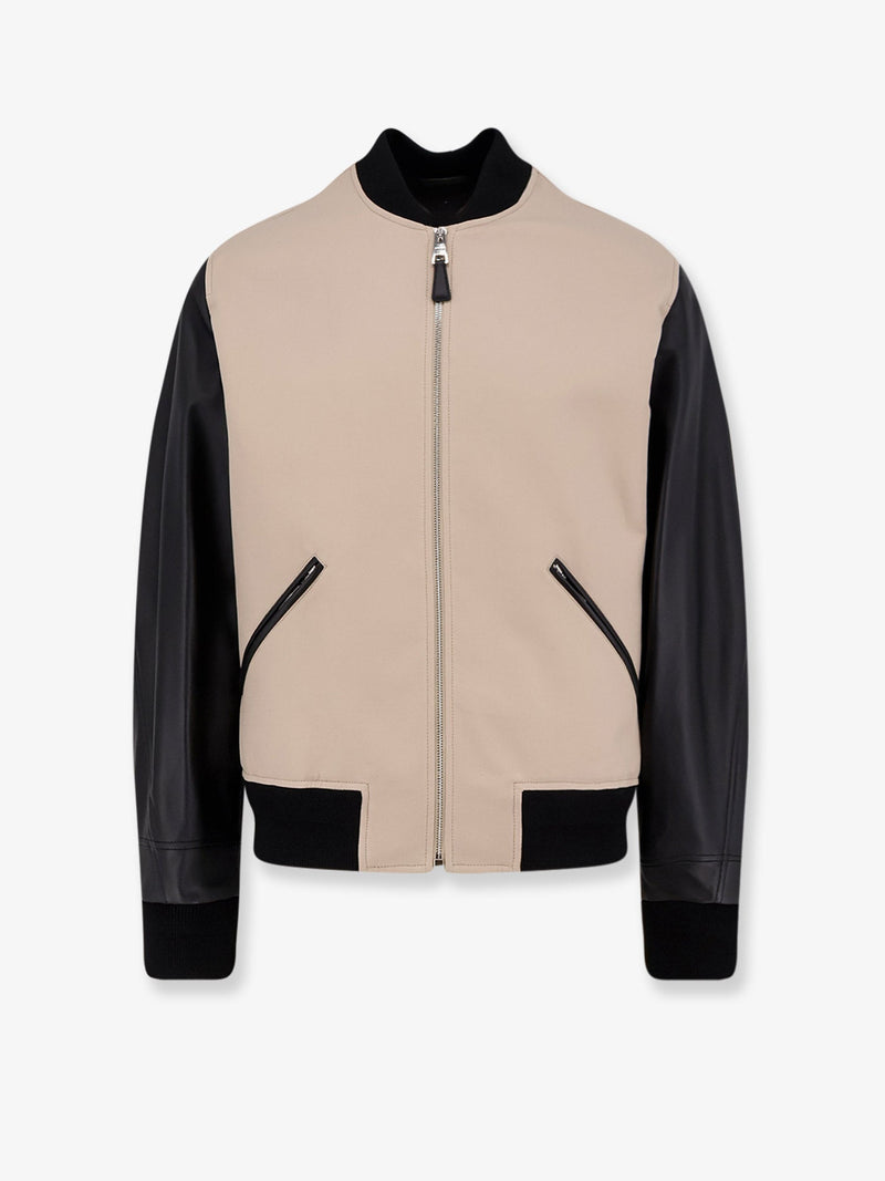 Givenchy Givenchy Cotton Jacket with Leather Sleeves Beige - World Class Fashion