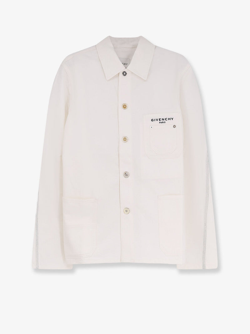 Givenchy Givenchy Denim Jacket with Lettering Logo White - World Class Fashion
