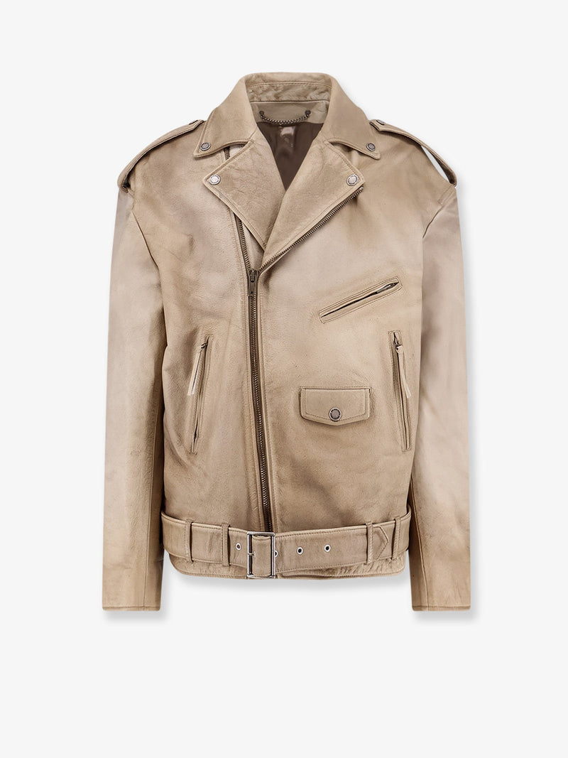 Golden Goose Golden Goose Phoebe Over Leather Jacket Beige - World Class Fashion