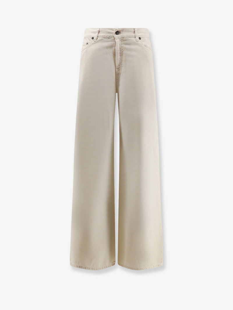 Golden Goose Golden Goose Pantalón de mezcla de algodón Beige Mujer - World Class Fashion