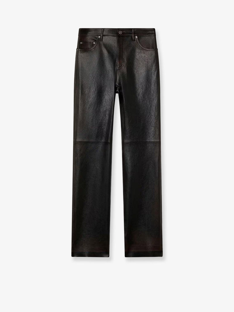 Golden Goose Pantalones de Cuero Golden Goose Peg Marrones para Mujer - World Class Fashion