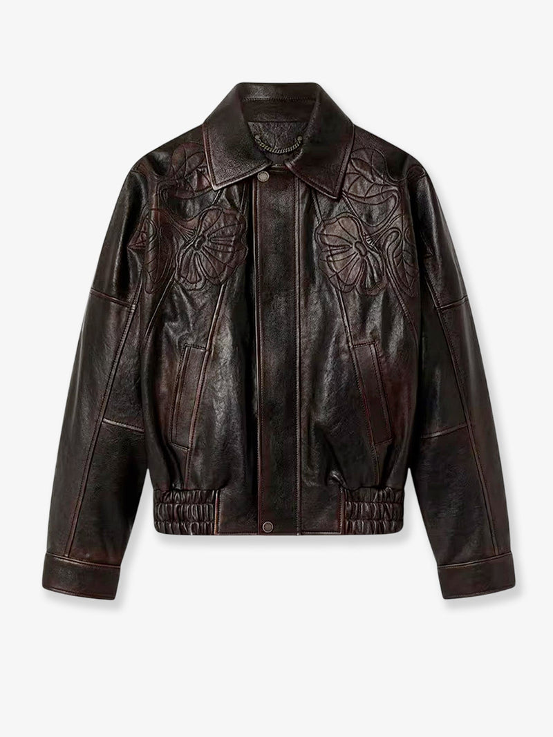 Golden Goose Golden Goose Palmer Leather Jacket Beige - World Class Fashion