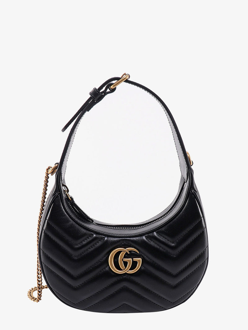 Gucci Bolso de hombro Gucci GG Marmont acolchado de piel negro - World Class Fashion