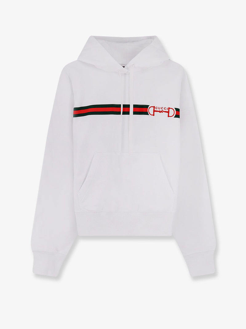 Gucci Gucci Cotton Sweatshirt with Horsebit Embroidery White - World Class Fashion