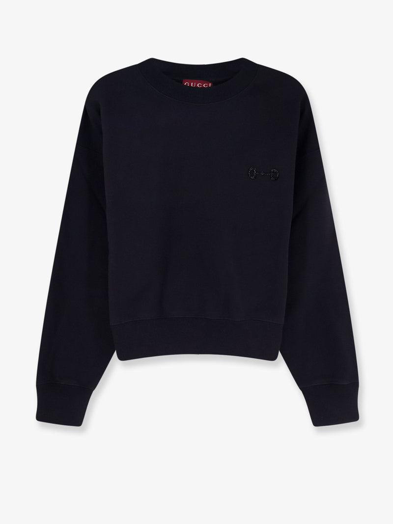Gucci Gucci Cotton Sweatshirt with Beaded Horsebit Black - World Class Fashion