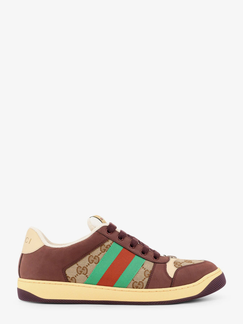 Gucci Zapatillas Gucci GG de tela y piel color marrón - World Class Fashion