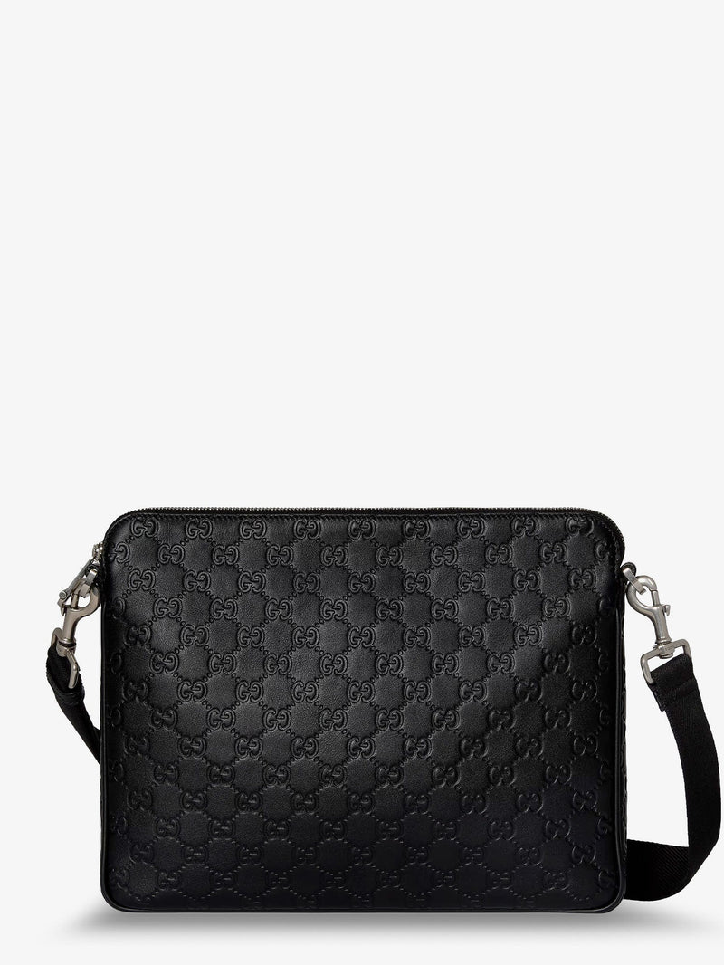 Gucci Gucci GG Emblem Leather Crossbody Bag Grey - World Class Fashion