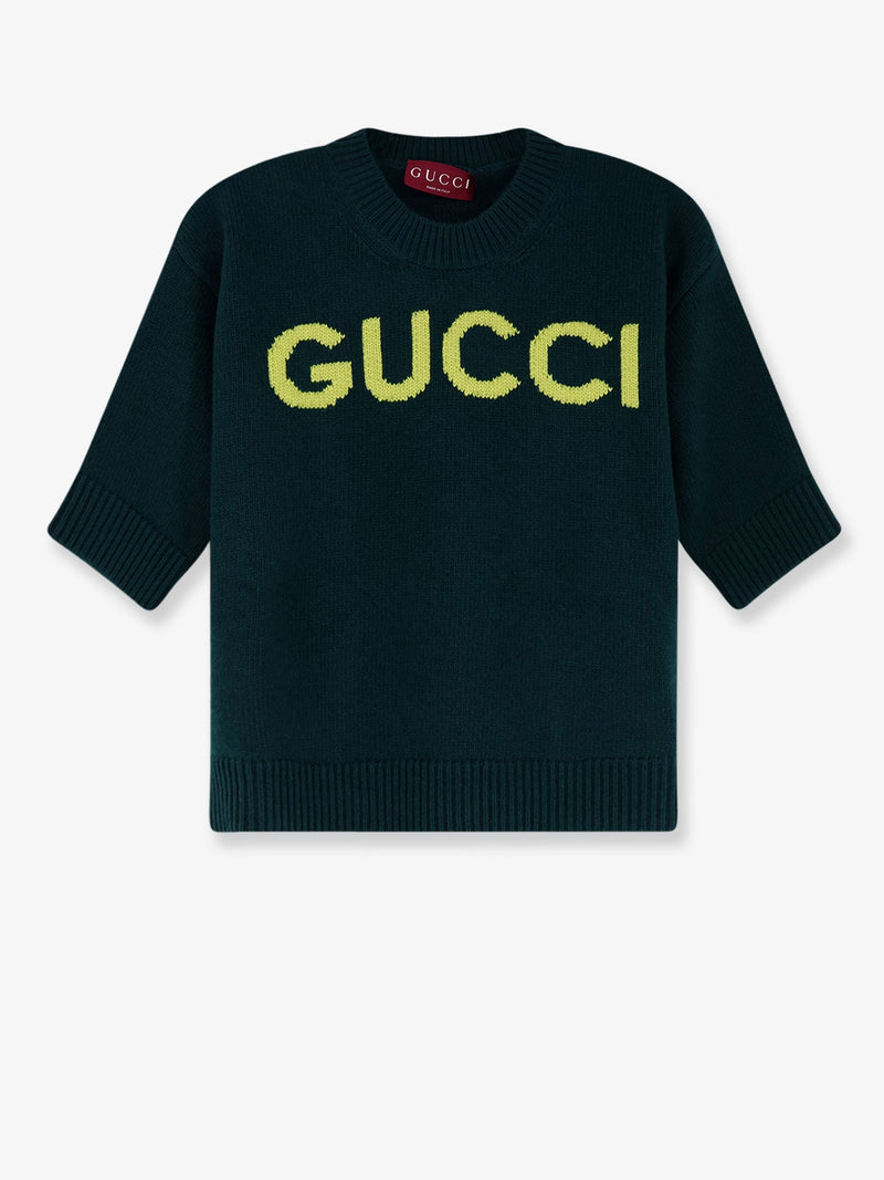 Gucci Gucci Wool Sweater with Logo Embroidery Green - World Class Fashion