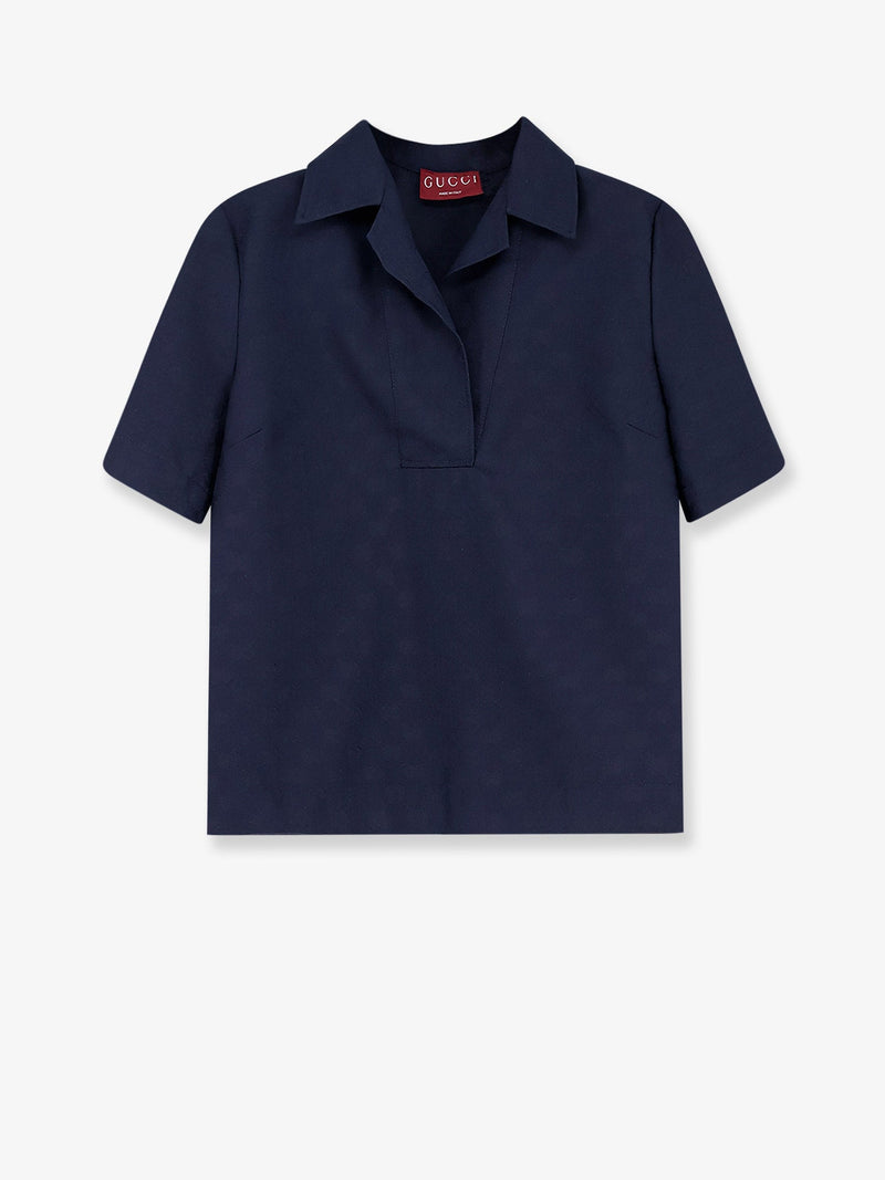 Gucci Polo de tela Gucci con patrón GG azul - World Class Fashion