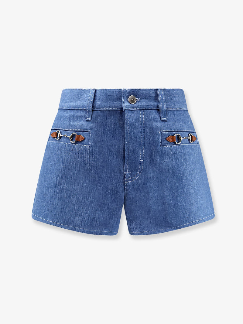 Gucci Shorts de algodón Gucci con Horsebits azules para mujer - World Class Fashion