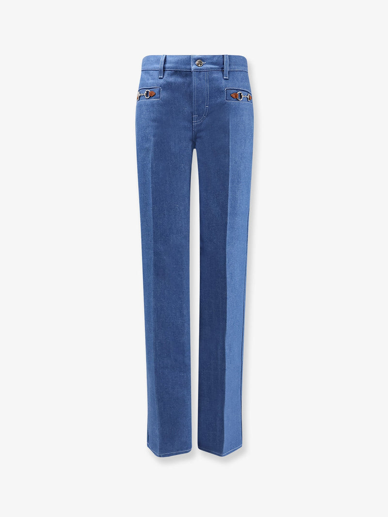 Gucci Gucci Cotton Jeans with Horsebits Blue Women - World Class Fashion