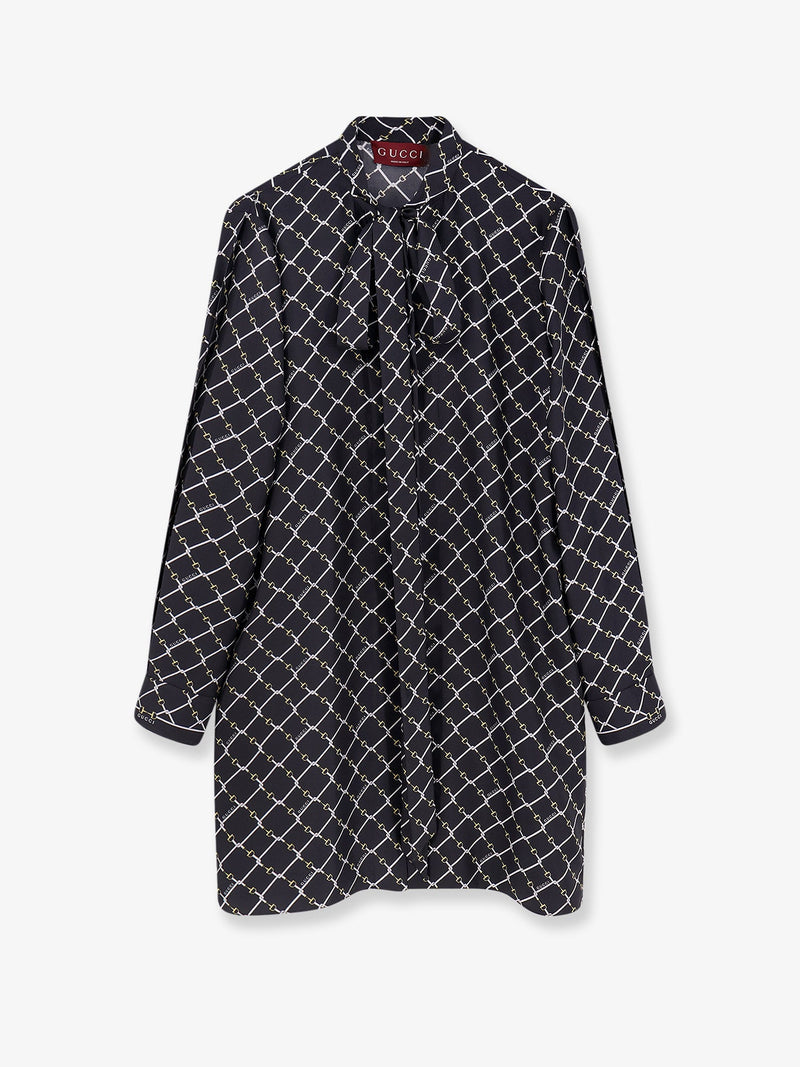 Gucci Gucci Short Silk Twill Dress Black - World Class Fashion