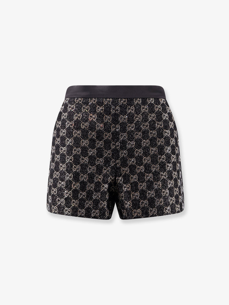 Gucci Gucci Pantalones cortos ligeros de tweed de lana lamé negros - World Class Fashion