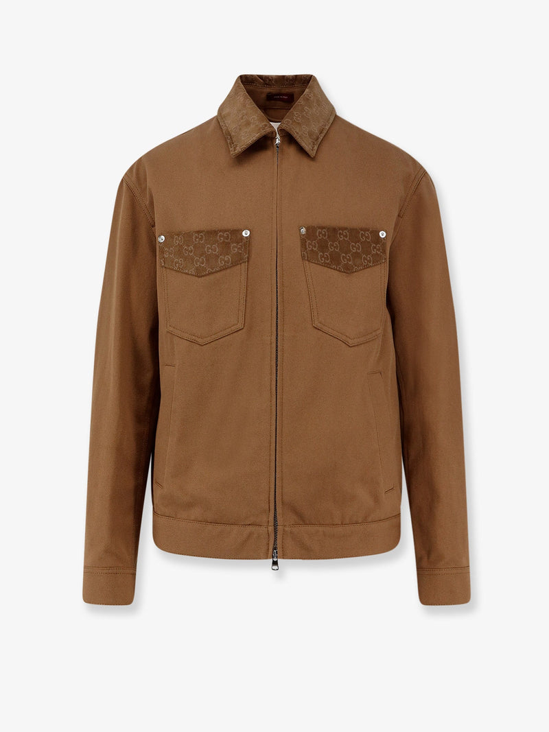 Gucci Gucci Canvas Jacket with GG Corduroy Trim Brown - World Class Fashion