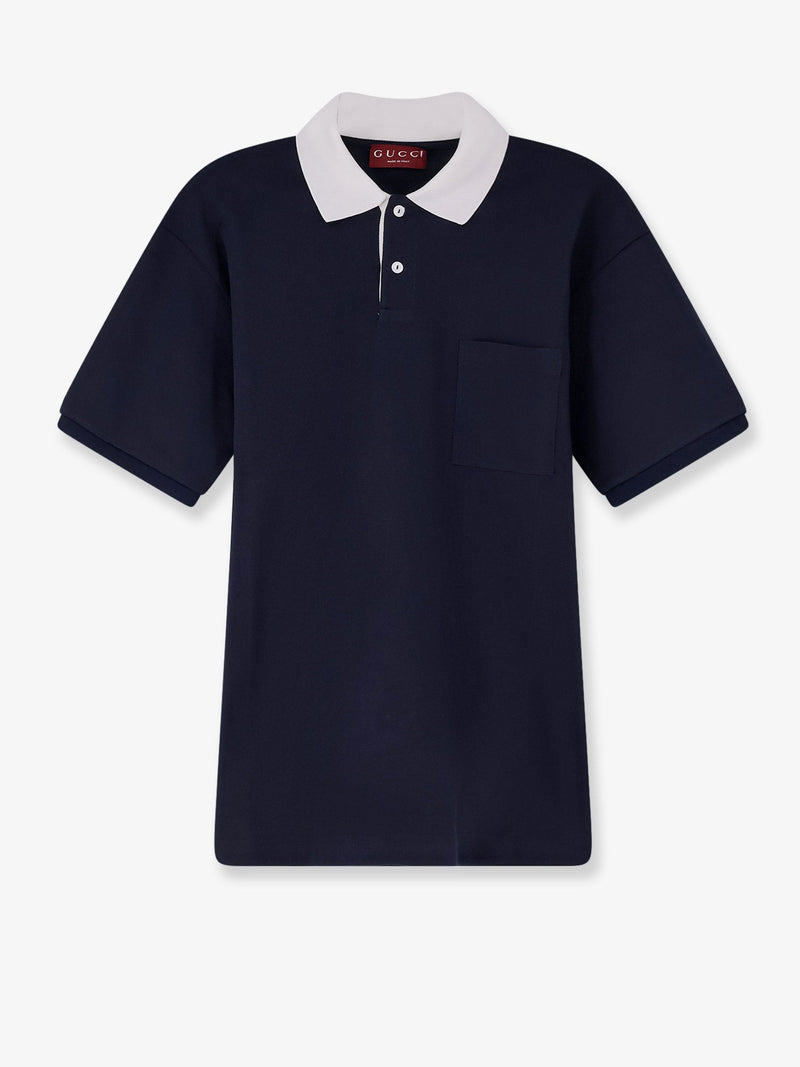 Gucci Gucci Cotton Piquet Polo Shirt Blue Men - World Class Fashion