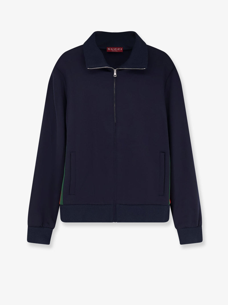 Gucci Sudadera de punto Gucci con banda web, azul - World Class Fashion