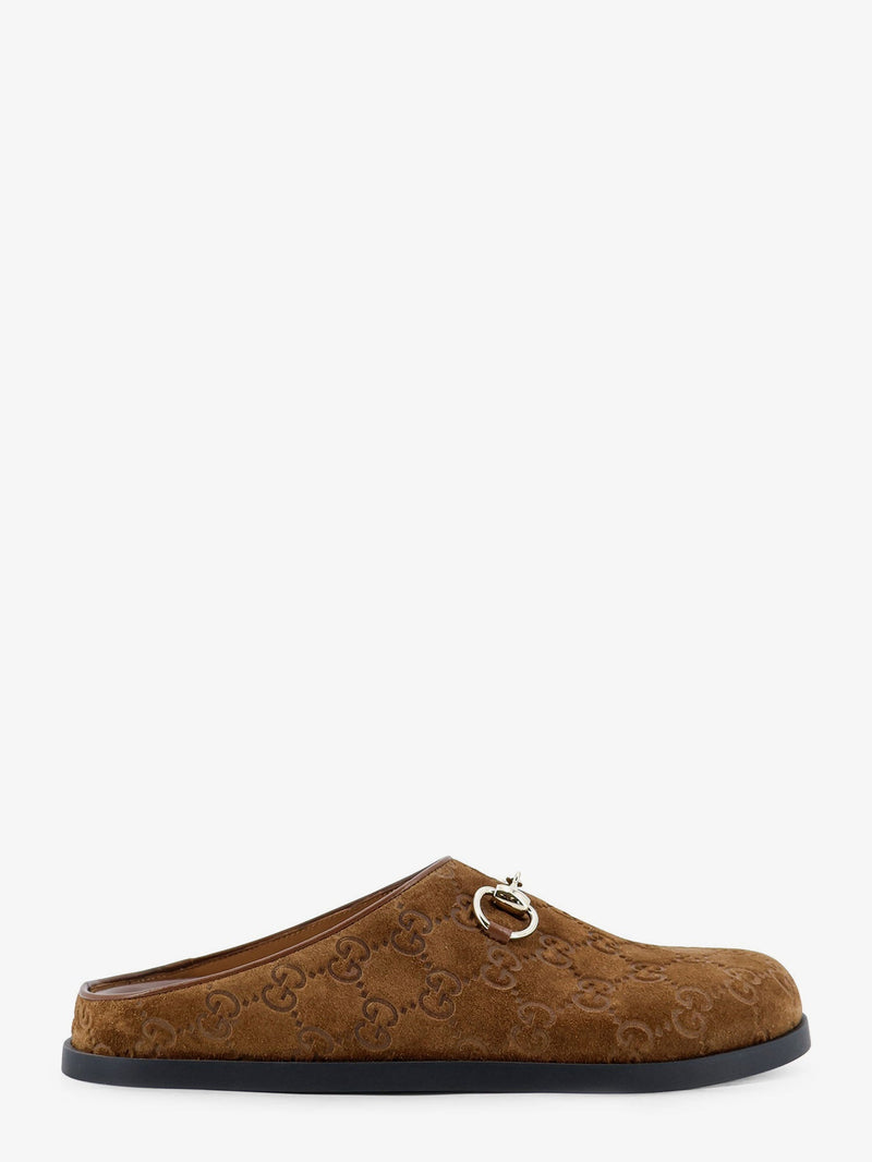 Gucci Gucci Suede Sandals with All-Over GG Motif Brown - World Class Fashion