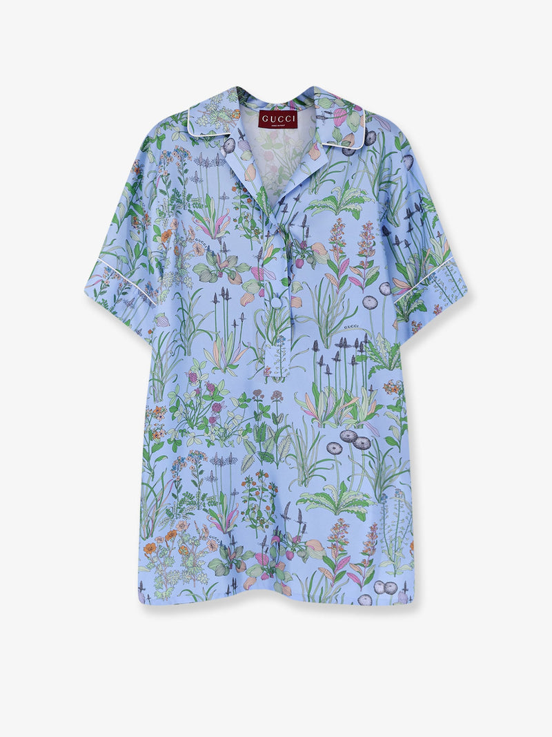 Gucci Gucci Printed Silk Shirt Blue Women - World Class Fashion