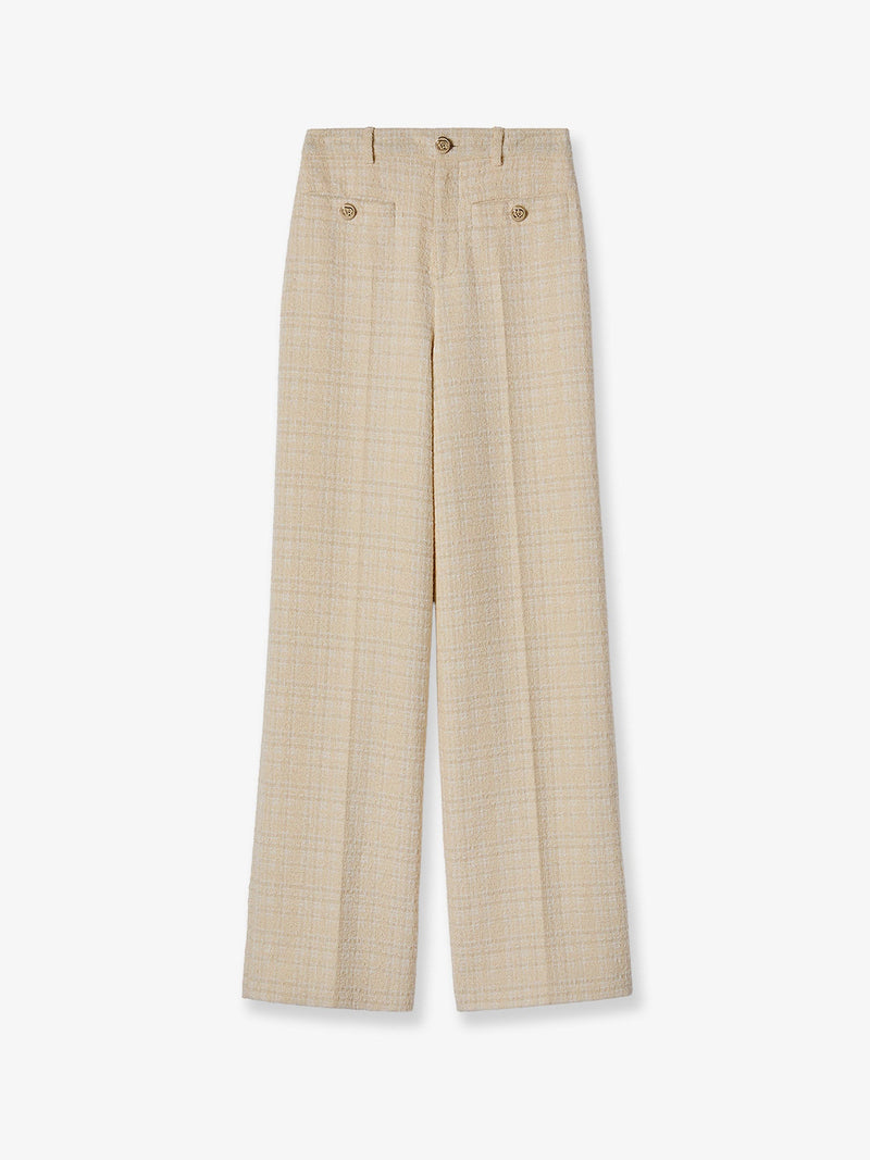 Gucci Gucci Cotton Blend Checked Trousers Beige Women - World Class Fashion