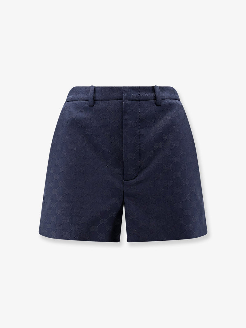Gucci Gucci GG Pantalones Cortos de Mezcla de Algodón Azules Para Mujer - World Class Fashion