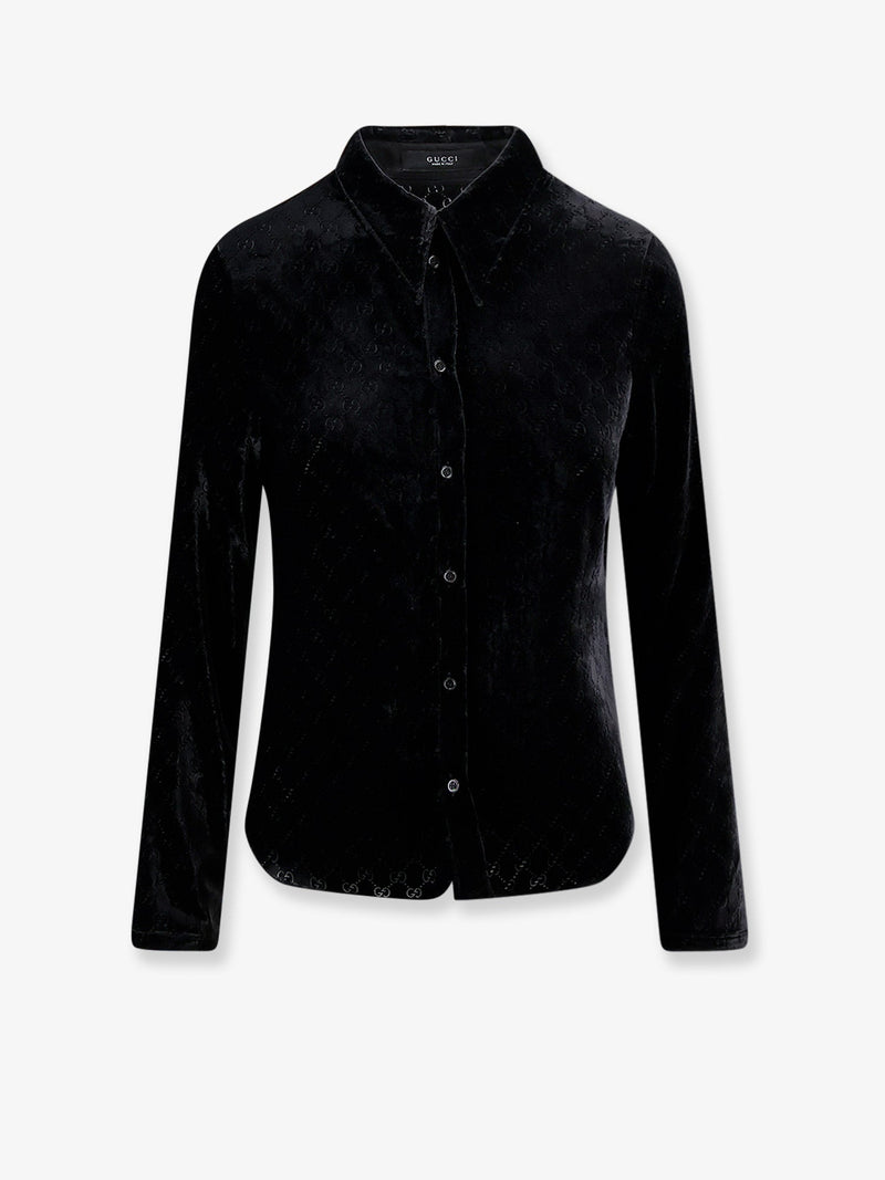 Gucci Gucci Stretch GG Dévoré Velvet Shirt Black - World Class Fashion