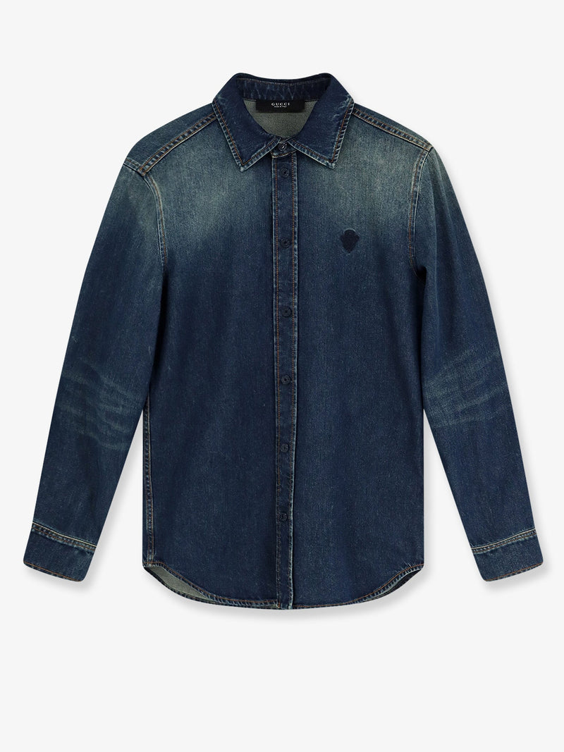 Gucci Gucci Certified Washed Cotton Denim Shirt Blue - World Class Fashion