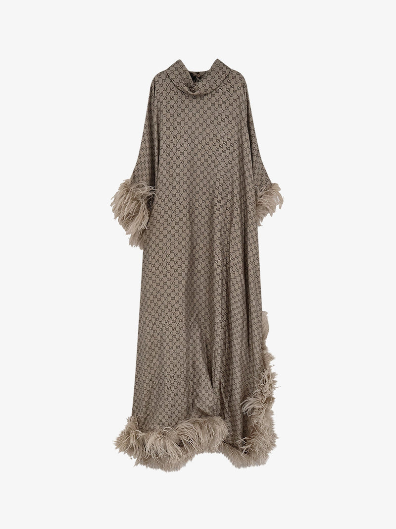 Gucci Gucci GG Silk Kaftan Dress Beige - World Class Fashion