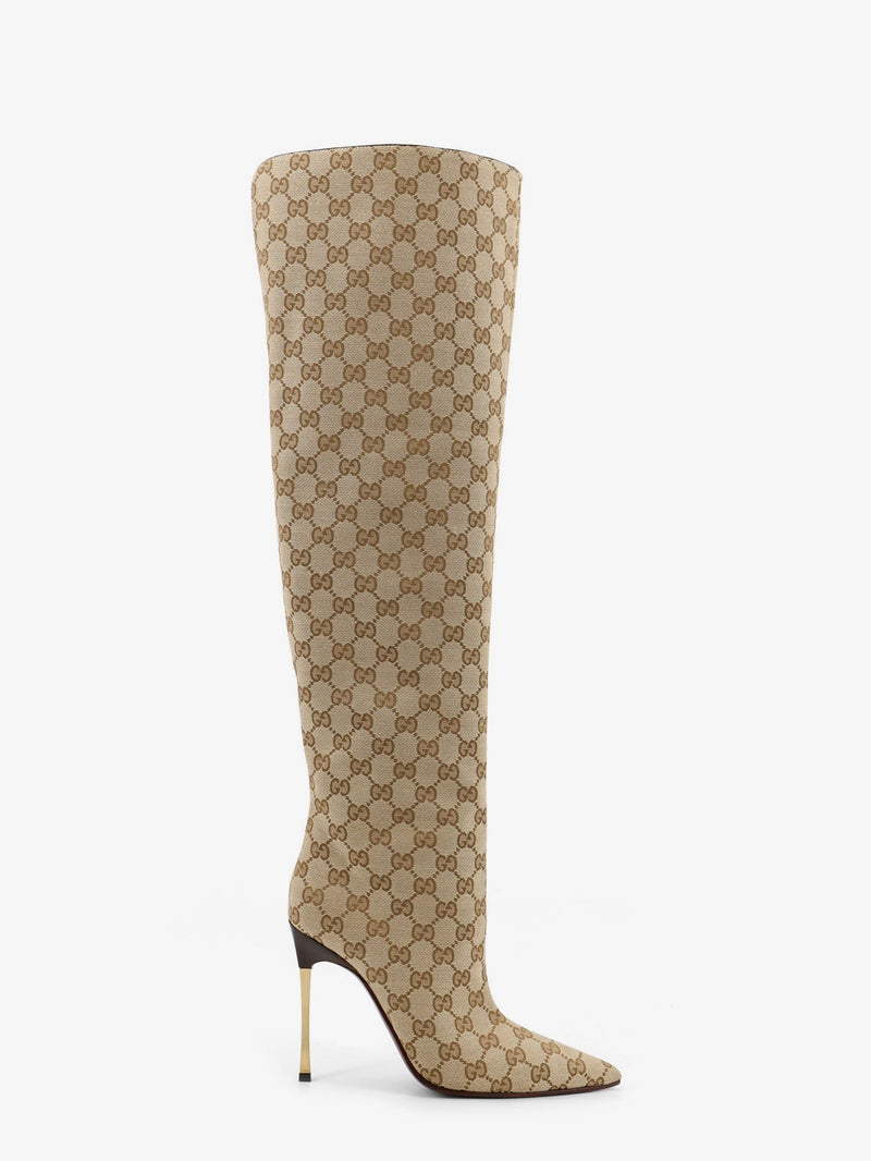 Gucci Botas Cuissardes de tejido GG de Gucci para mujer en color beige - World Class Fashion