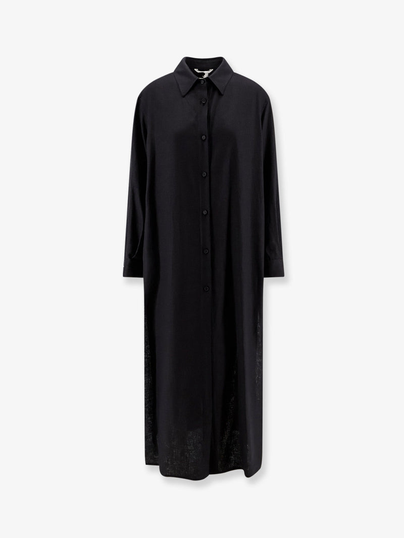 Hevo Vestido camisero Hevo Arigliano de viscosa y lino negro - World Class Fashion