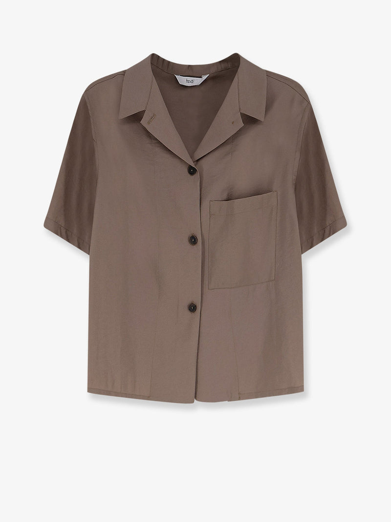 Hevo Hevo Modal Blend Crop Shirt Beige - World Class Fashion